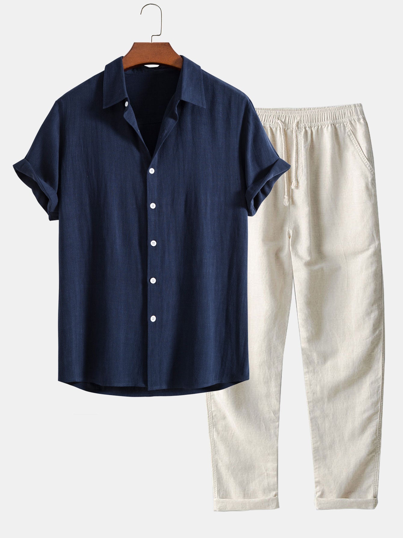 Alejandro - Blend Button Up Shirt & Straight Leg Linen Pants