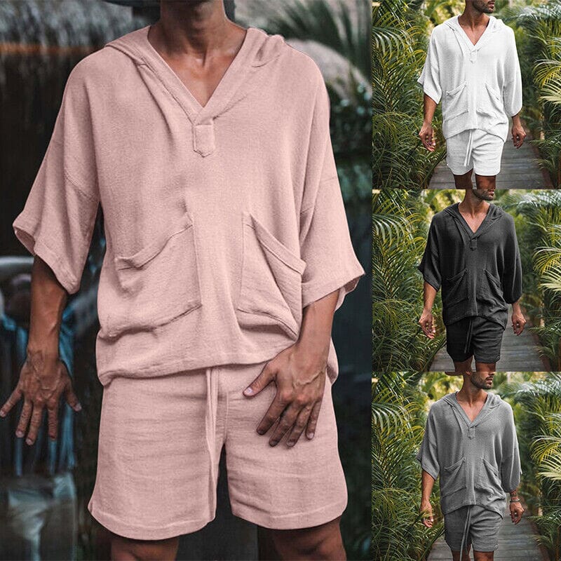 Noah - 2-Piece Set: Men's Tracksuit Tennis Shirt Shorts and T Shirt Set Set Solid Color V Neck