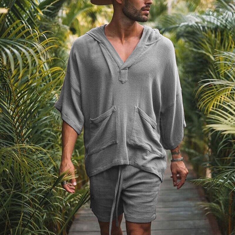 Noah - 2-Piece Set: Men's Tracksuit Tennis Shirt Shorts and T Shirt Set Set Solid Color V Neck