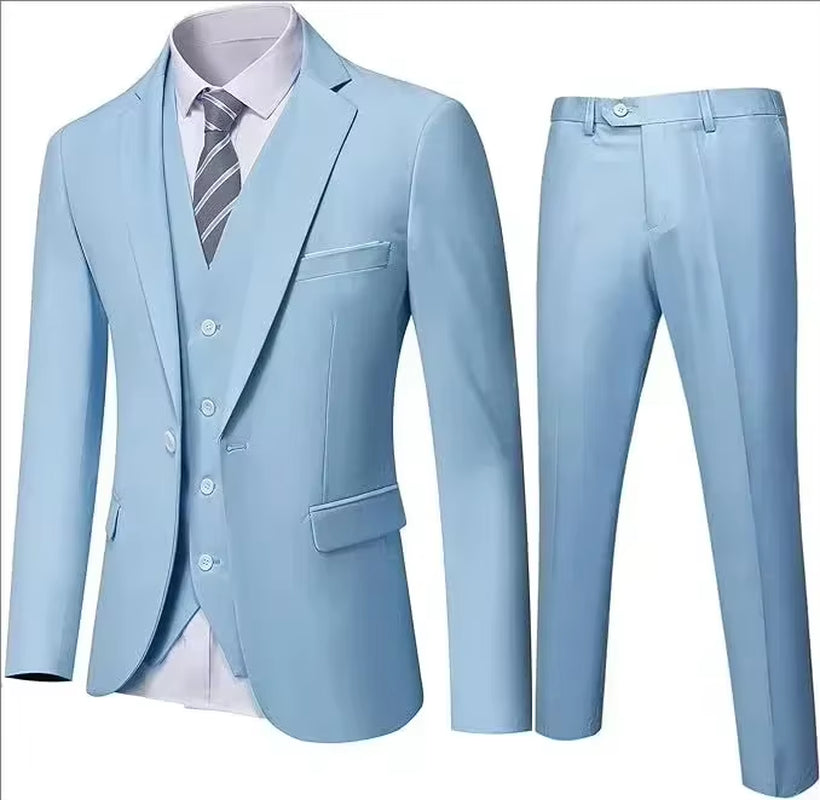 Elegant Suit for Men Wedding 3 Pieces 2 Sets Blazers Full Jackets Vest Pants Formal Fashion Luxury Coats 2025 Classic Costume