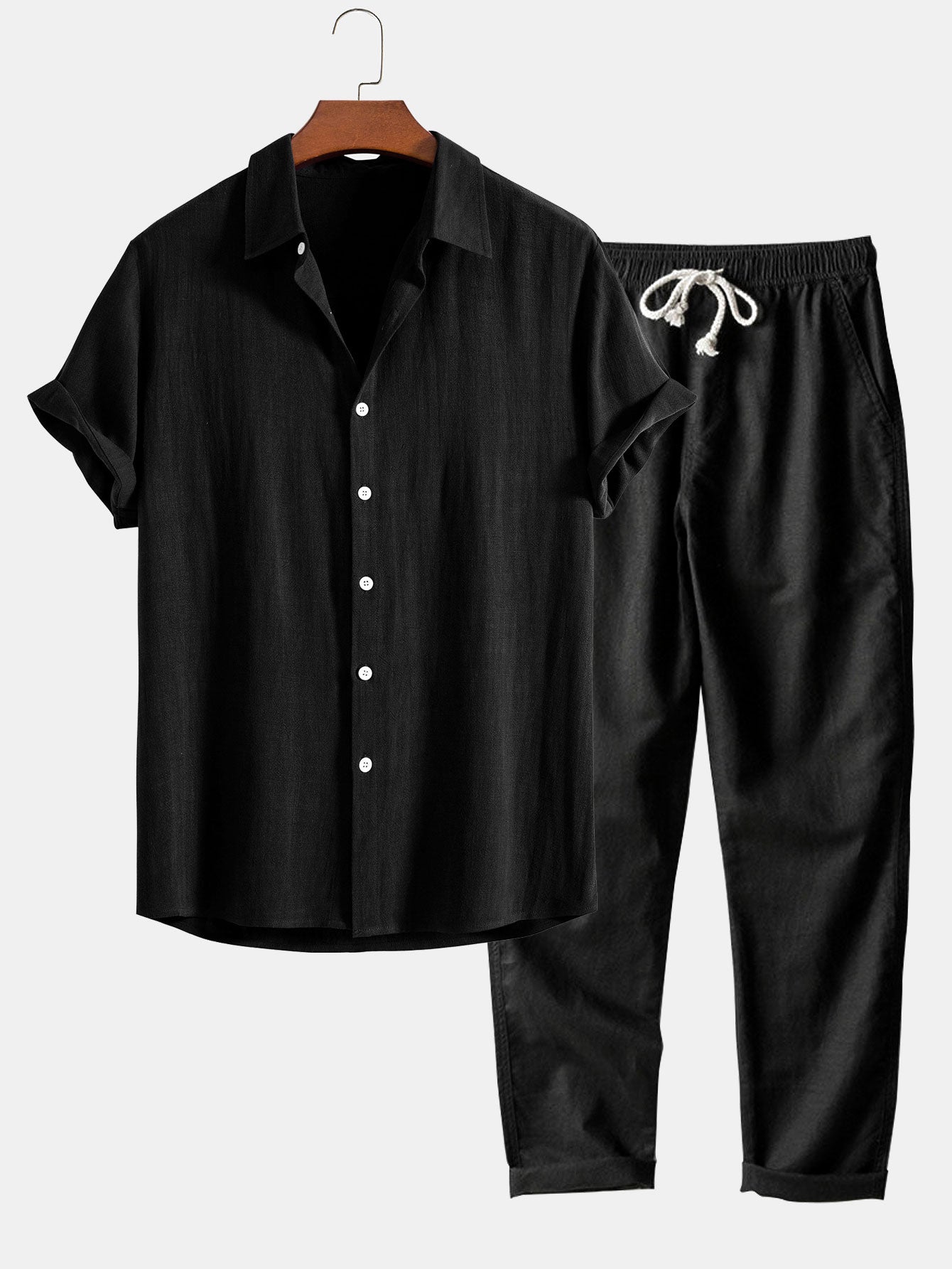 Alejandro - Blend Button Up Shirt & Straight Leg Linen Pants