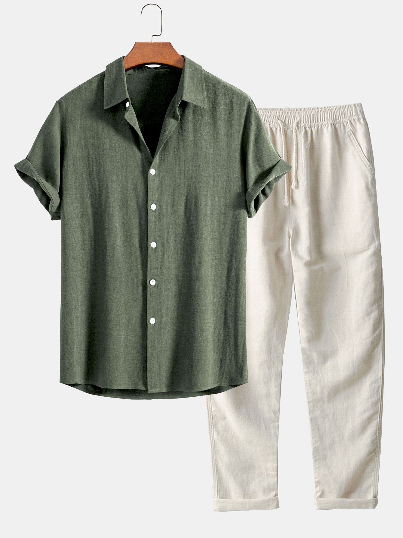 Alejandro - Blend Button Up Shirt & Straight Leg Linen Pants