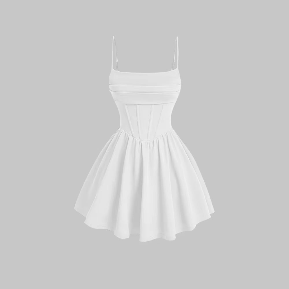 Mia Muse Women'S Dresses Summer Elegant Plain Sleeveless Square Neck A-Line Mini Sweet Dating Dress New Year Red Valentine Gift