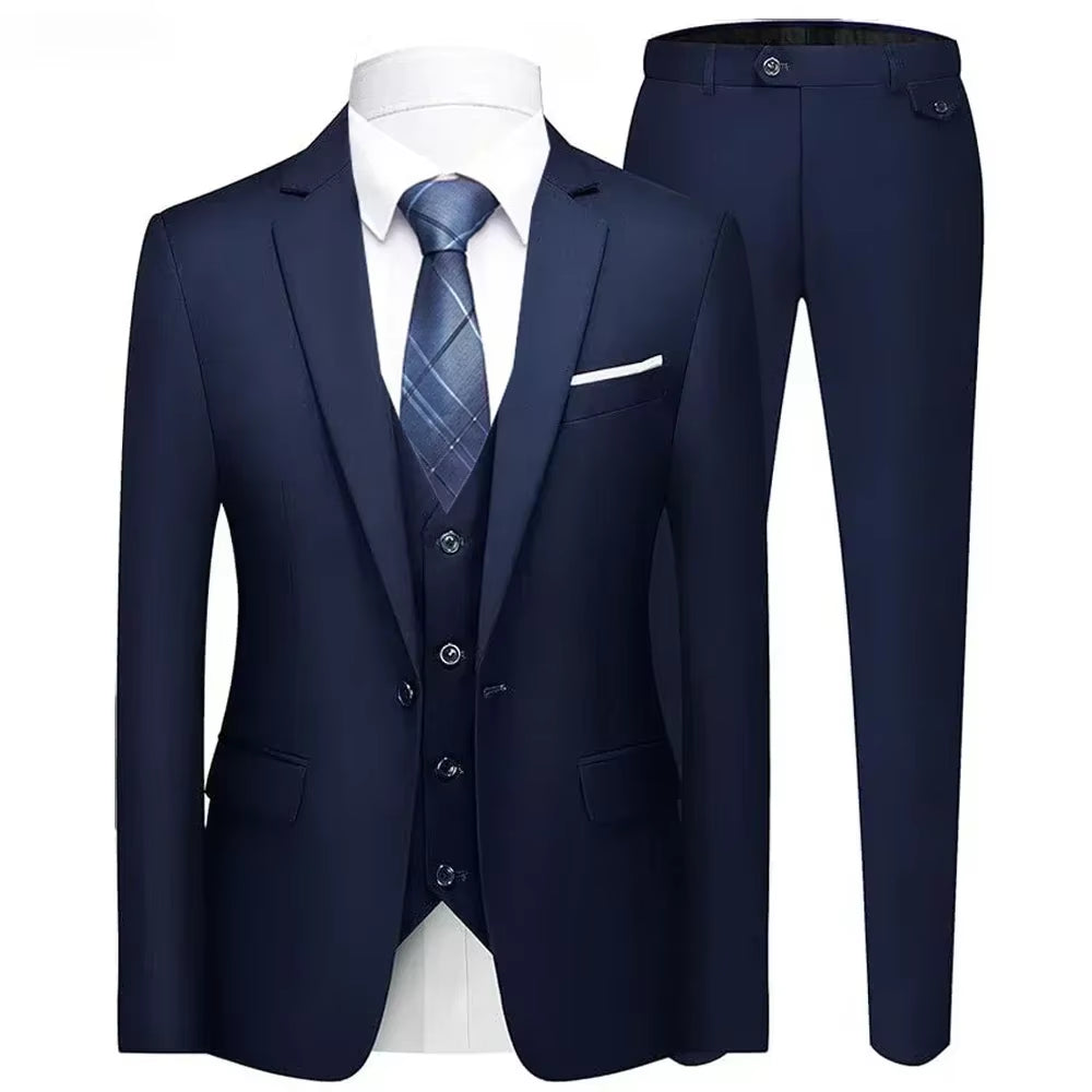 Elegant Suit for Men Wedding 3 Pieces 2 Sets Blazers Full Jackets Vest Pants Formal Fashion Luxury Coats 2025 Classic Costume