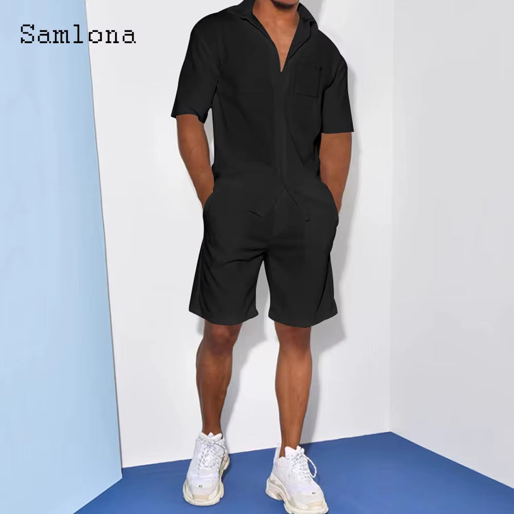 Plus Size 3Xl Mens Casual Linen Two Piece Sets 2024 Single Breasted Tops Blouse and White Shorts Suit Male Beach Tracksuits Set