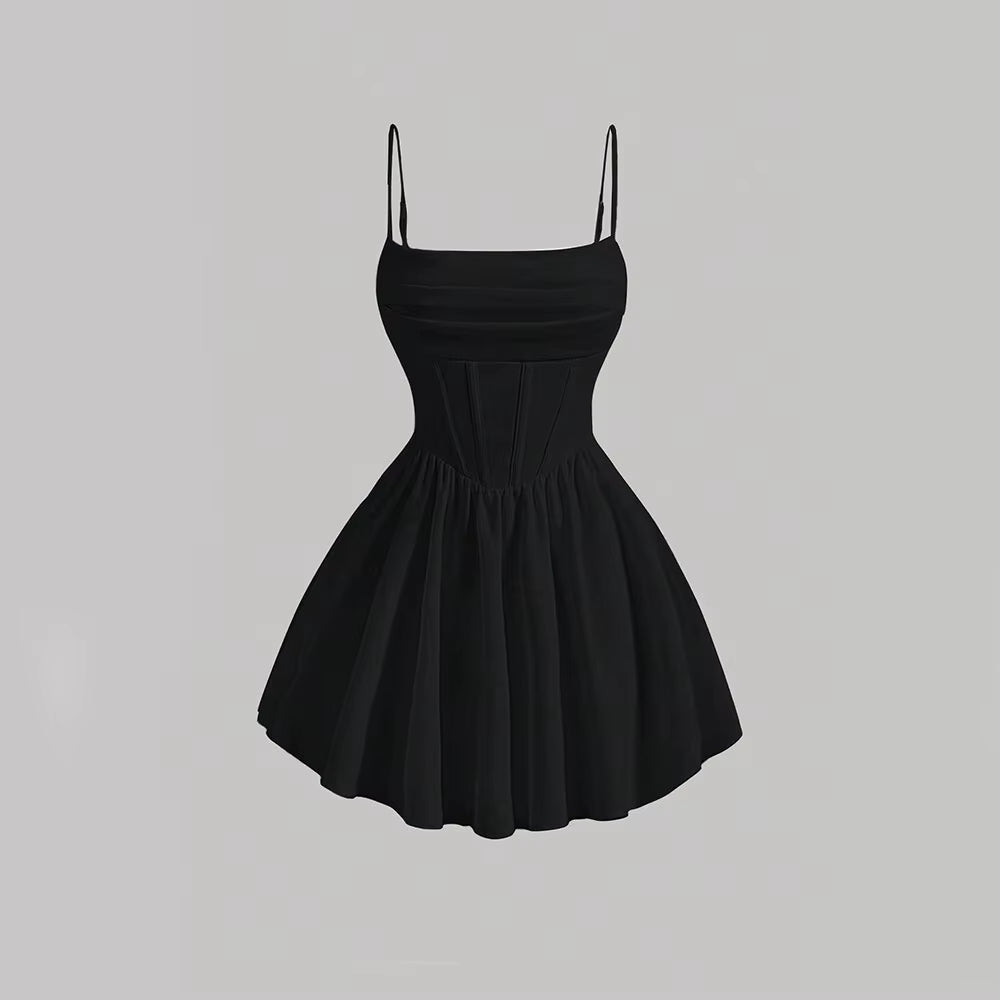 Mia Muse Women'S Dresses Summer Elegant Plain Sleeveless Square Neck A-Line Mini Sweet Dating Dress New Year Red Valentine Gift
