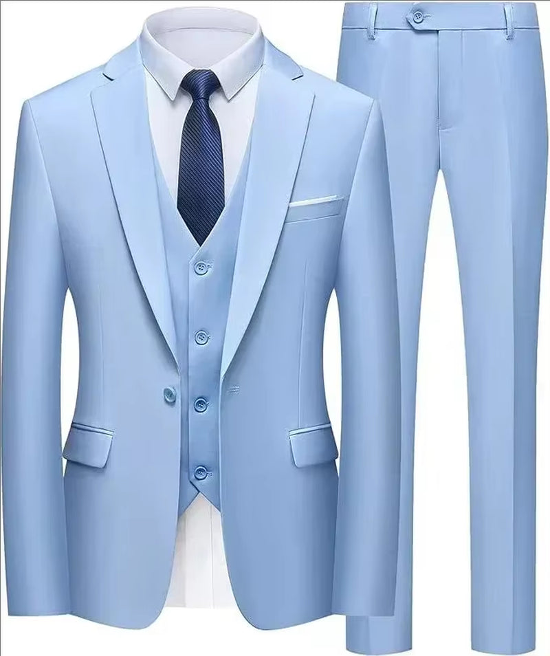 Elegant Suit for Men Wedding 3 Pieces 2 Sets Blazers Full Jackets Vest Pants Formal Fashion Luxury Coats 2025 Classic Costume