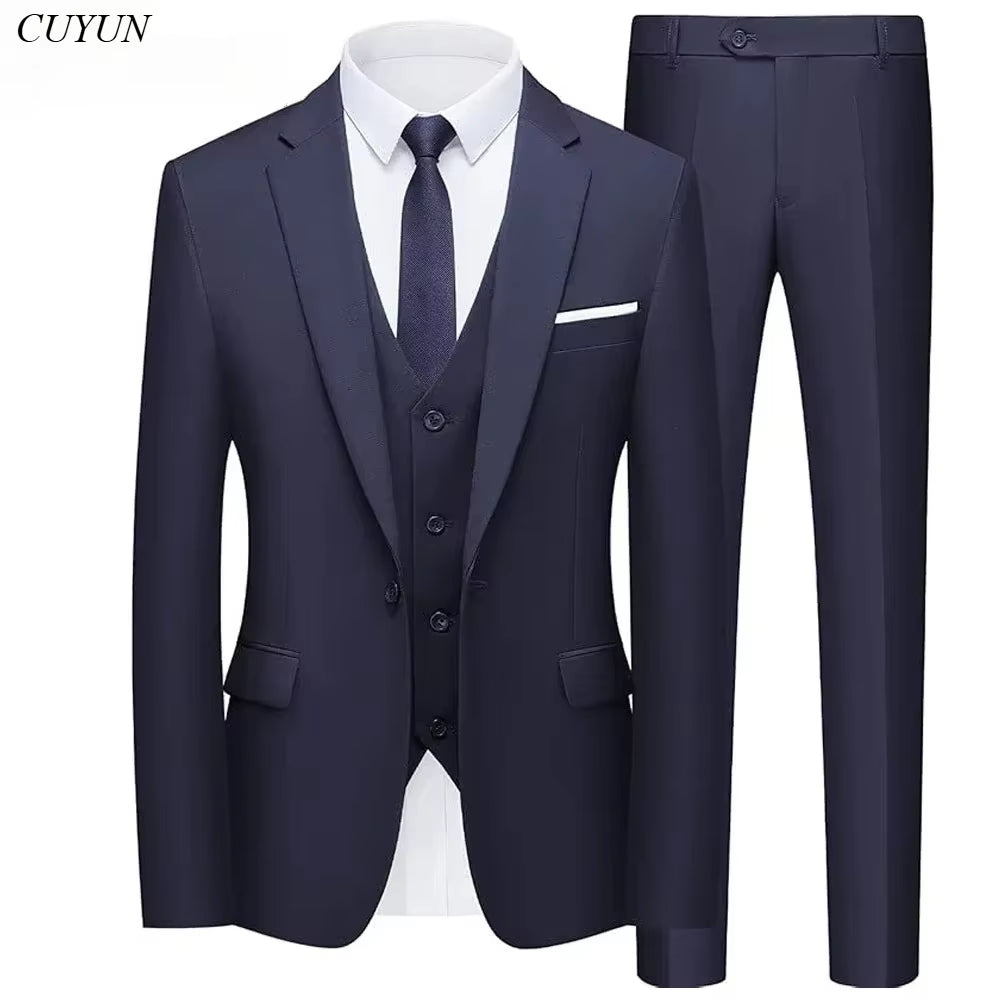 Elegant Suit for Men Wedding 3 Pieces 2 Sets Blazers Full Jackets Vest Pants Formal Fashion Luxury Coats 2025 Classic Costume
