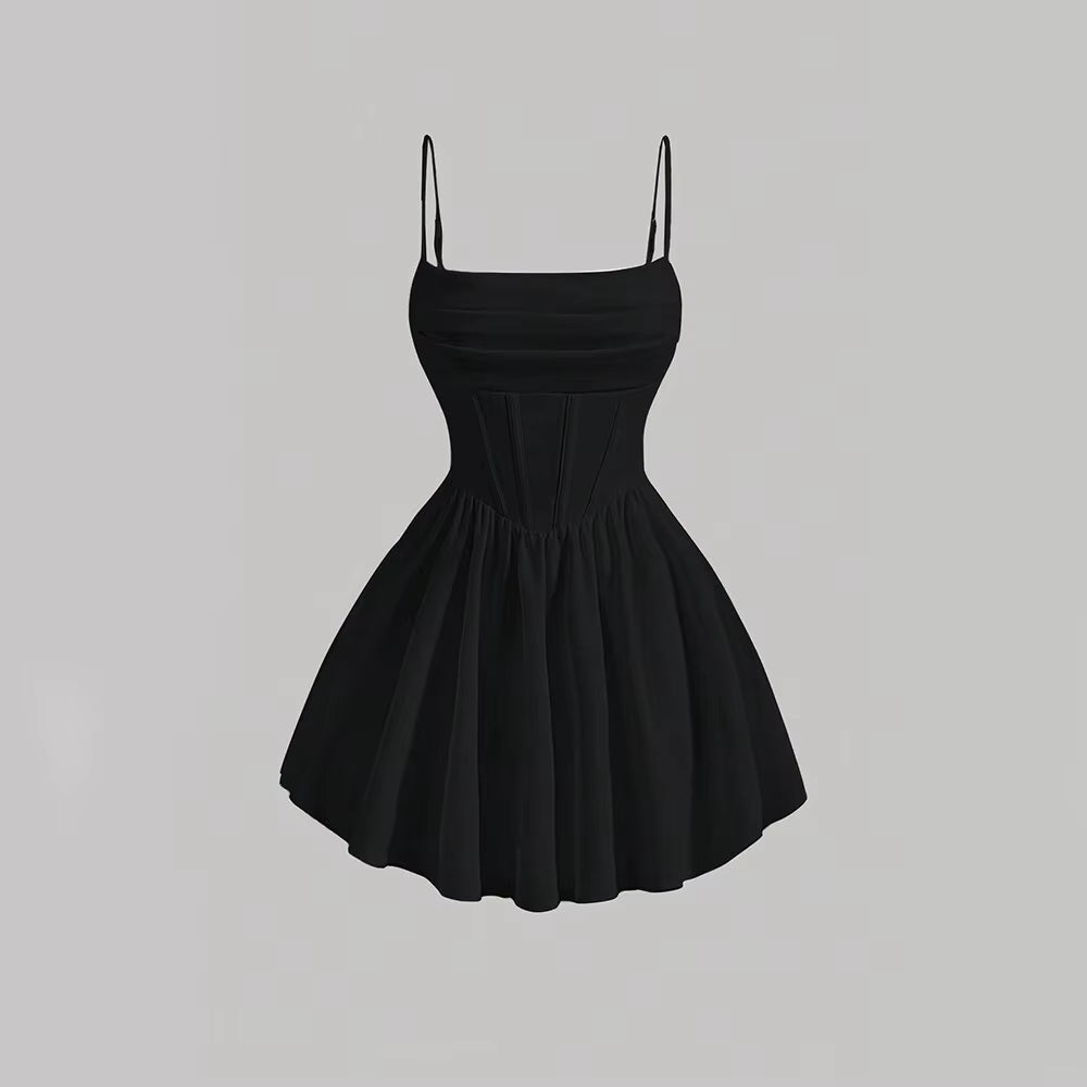 Mia Muse Women'S Dresses Summer Elegant Plain Sleeveless Square Neck A-Line Mini Sweet Dating Dress New Year Red Valentine Gift