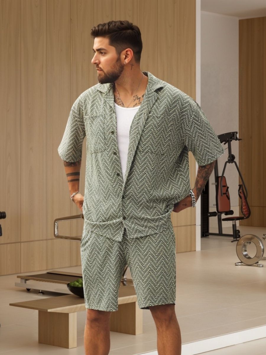 Bron - Green 2-Piece Chevron Lounge Set
