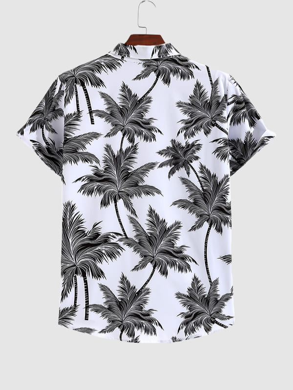 Wie - Men's coconut print casual short-sleeved shirt shorts set