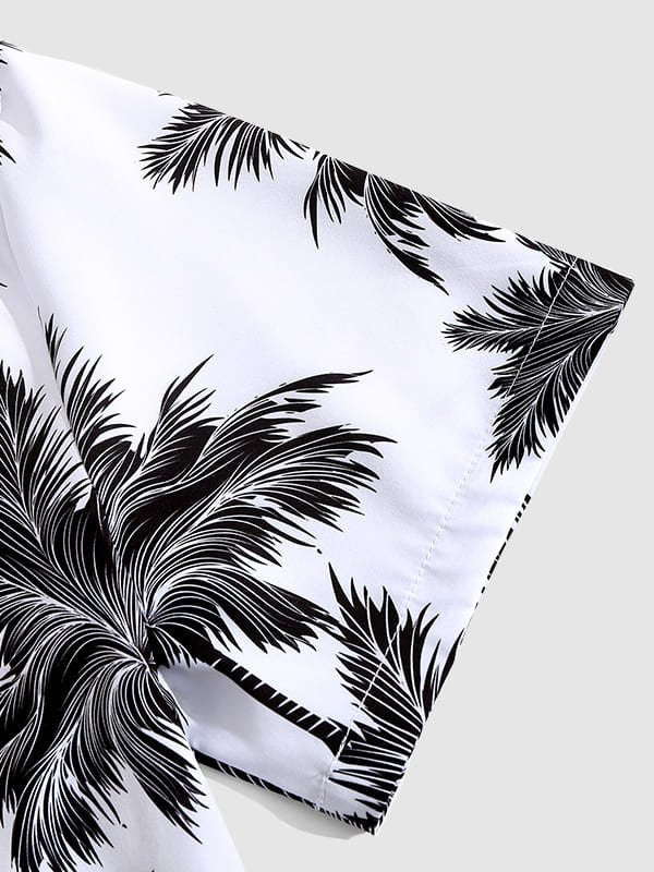 Wie - Men's coconut print casual short-sleeved shirt shorts set