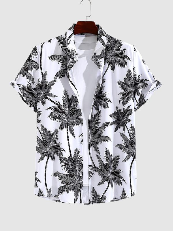 Wie - Men's coconut print casual short-sleeved shirt shorts set