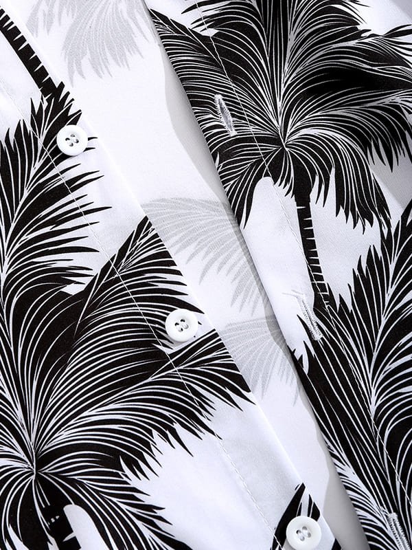 Wie - Men's coconut print casual short-sleeved shirt shorts set