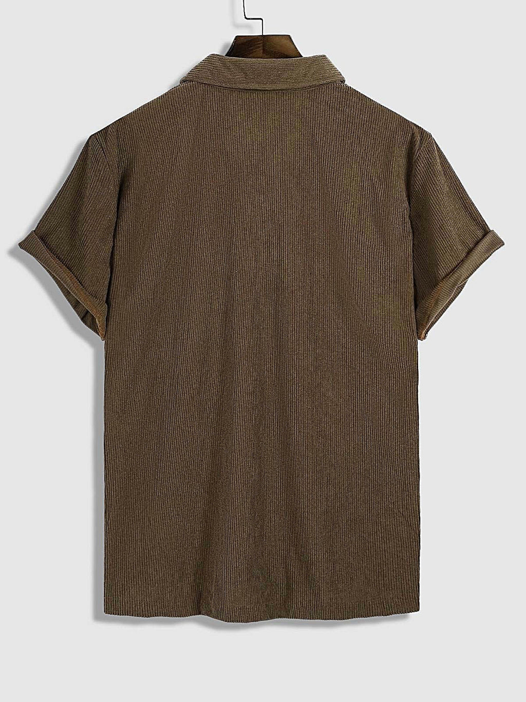 Hans - Men's Corduroy Half Button Short Sleeve Shirt Casual Shorts Set