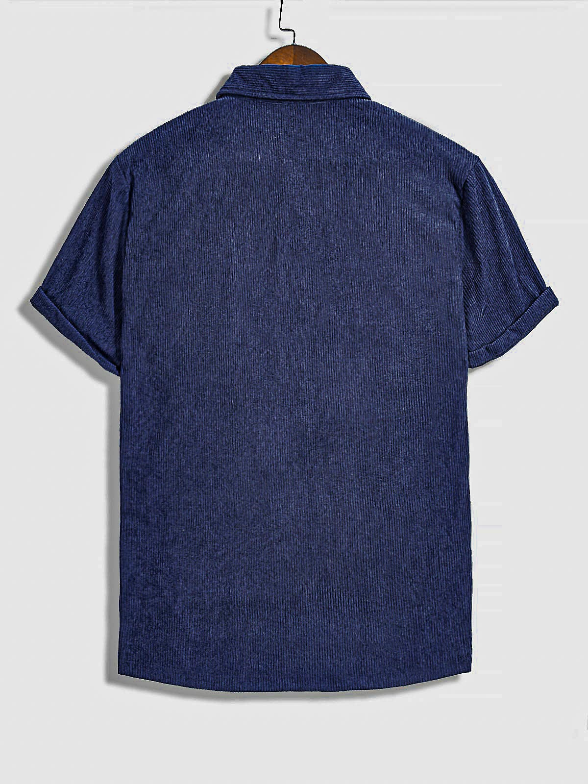 Hans - Men's Corduroy Half Button Short Sleeve Shirt Casual Shorts Set