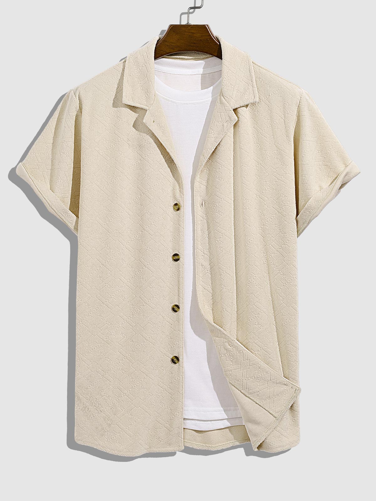 Prince - Men's diamond geometric terry texture shirt casual shorts set