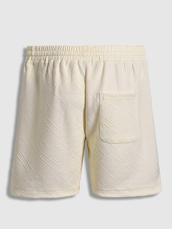 Umar - Men's geometric jacquard lapel short sleeve polo shorts set