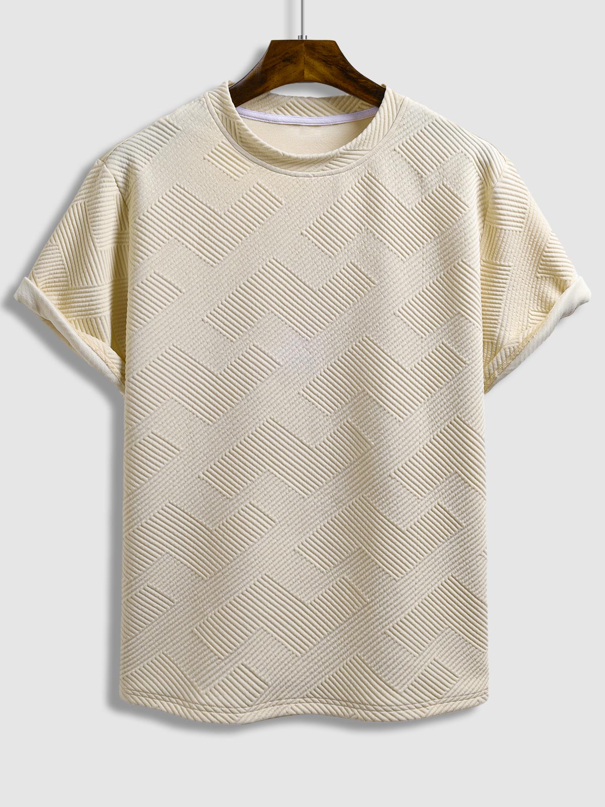 Oman - Men's geometric jacquard round neck short-sleeved T-shirt casual shorts set