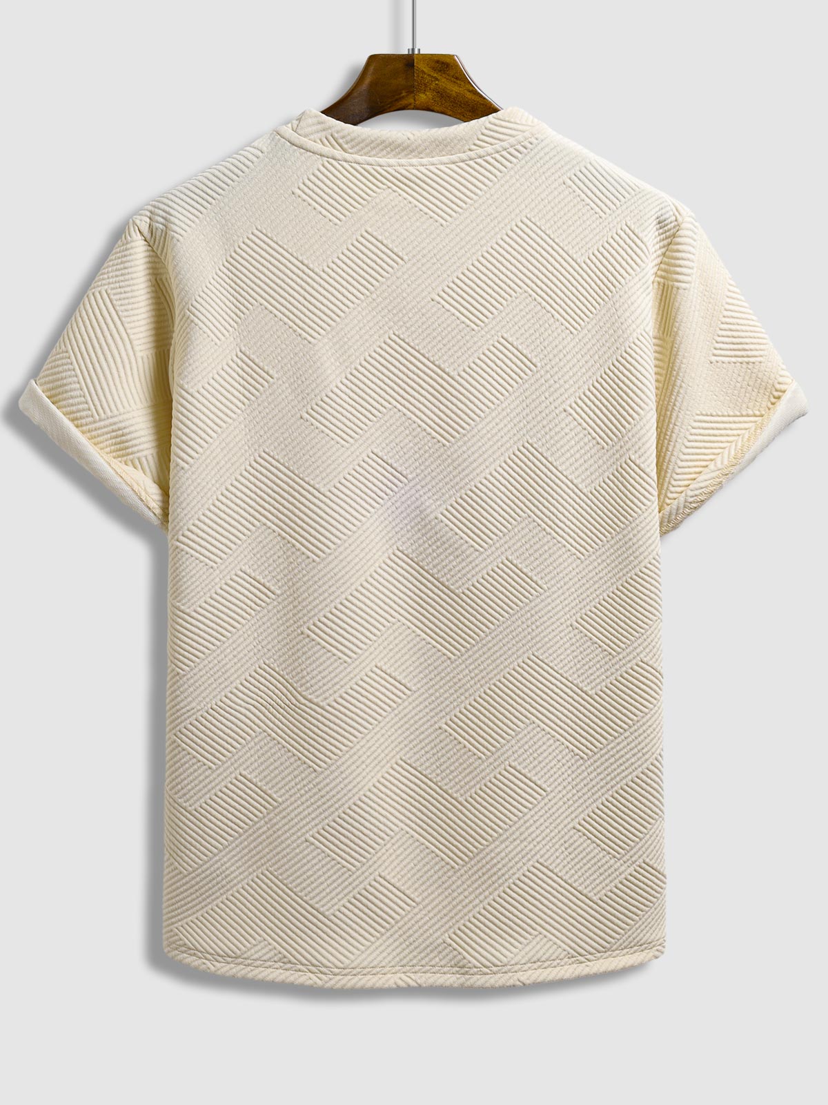 Oman - Men's geometric jacquard round neck short-sleeved T-shirt casual shorts set