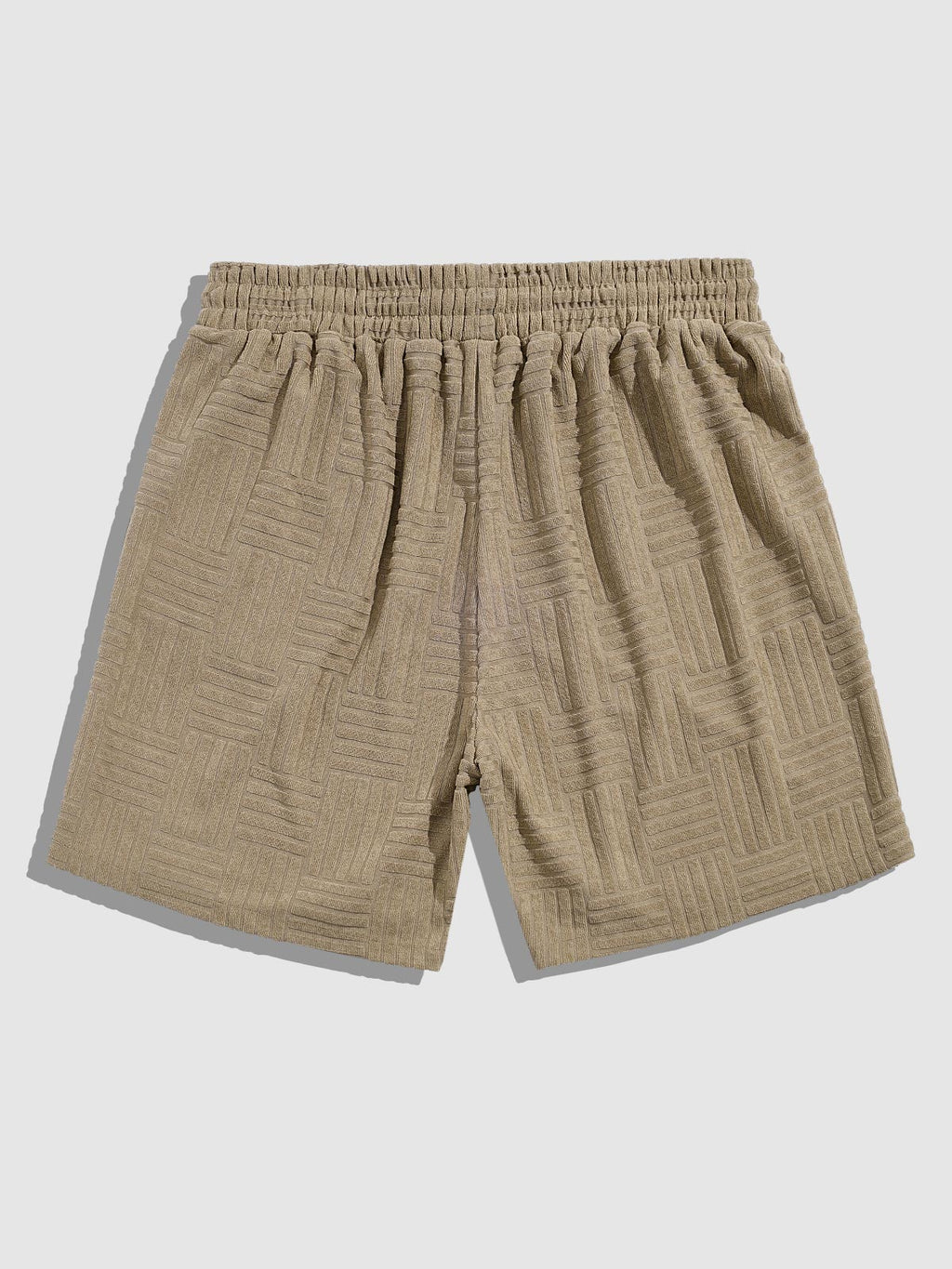 Quen - Men's geometric terry texture shirt casual shorts set
