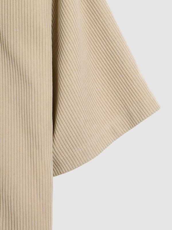 Zalde - Men's Retro Corduroy Casual Short Sleeve Shirt Shorts Set