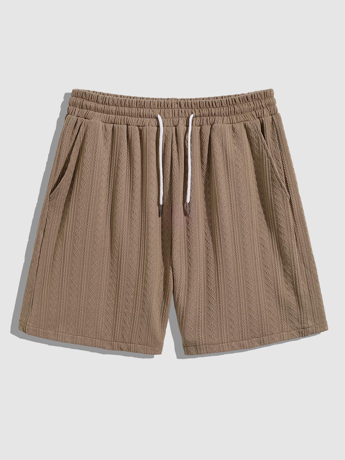 Kristof - Men's retro jacquard solid color short-sleeved shirt casual shorts set