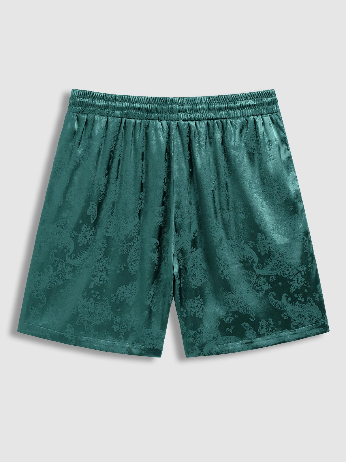 Sevi - Men's Satin Paisley Pattern  Cuban Collar Shirt Casual Shorts Set