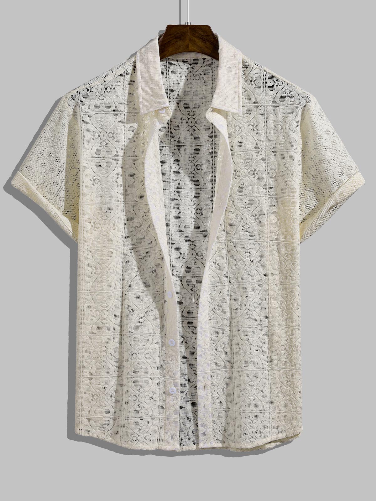 Phillip - Men's sexy hollow lapel short-sleeved shirt casual shorts set