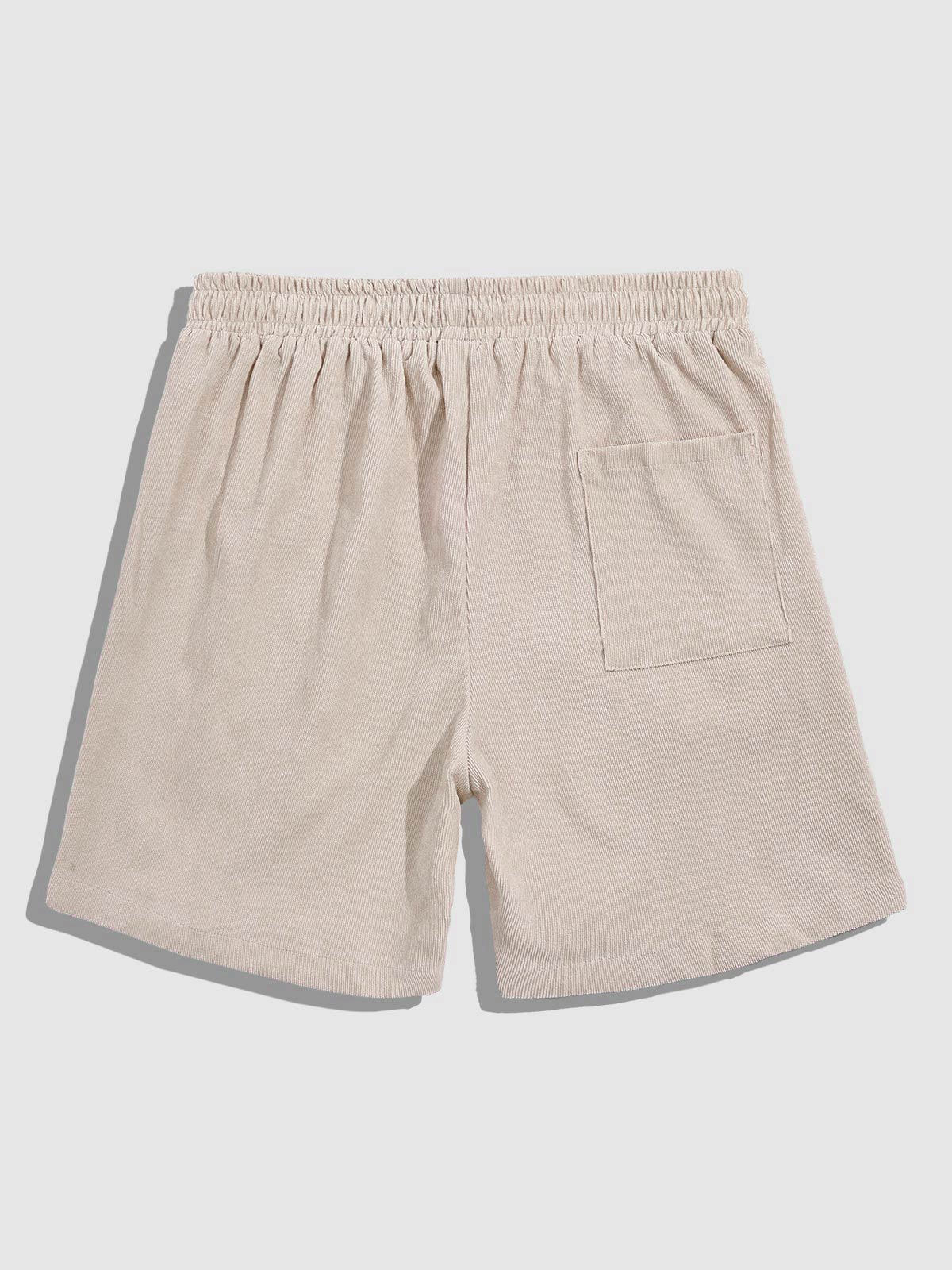Will - Men's solid color corduroy casual short-sleeved shirt shorts set