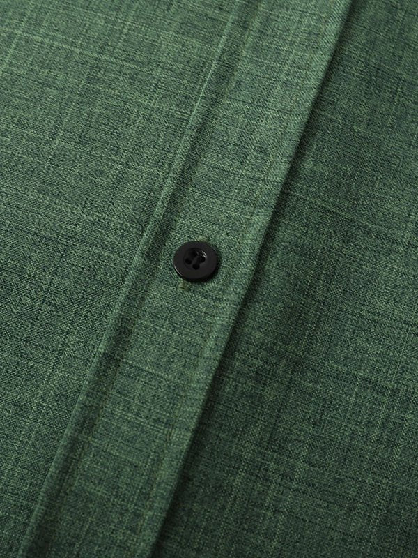 Zalde - Men's solid color cotton_linen shirt casual corduroy shorts set