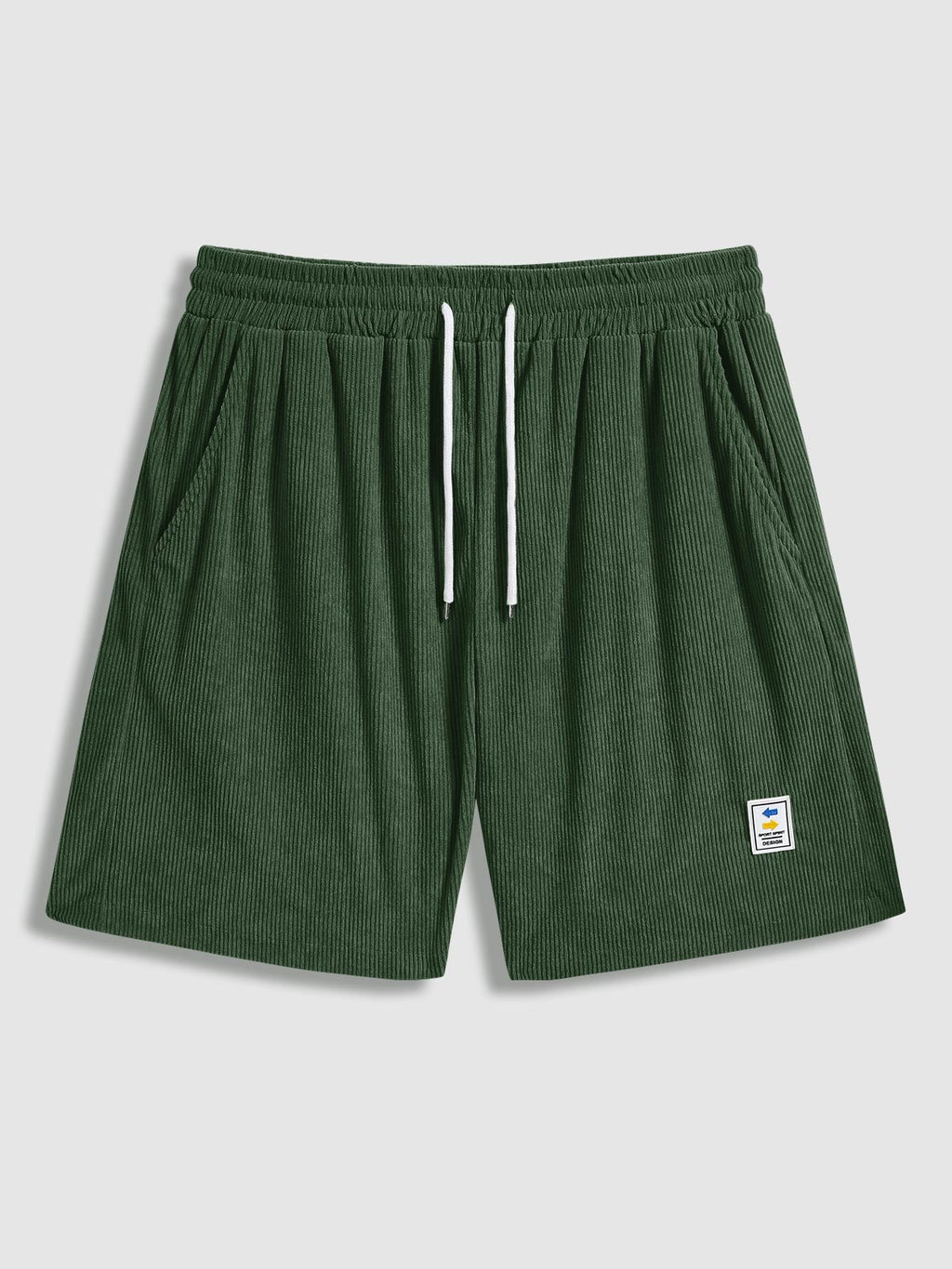 Zalde - Men's solid color cotton_linen shirt casual corduroy shorts set