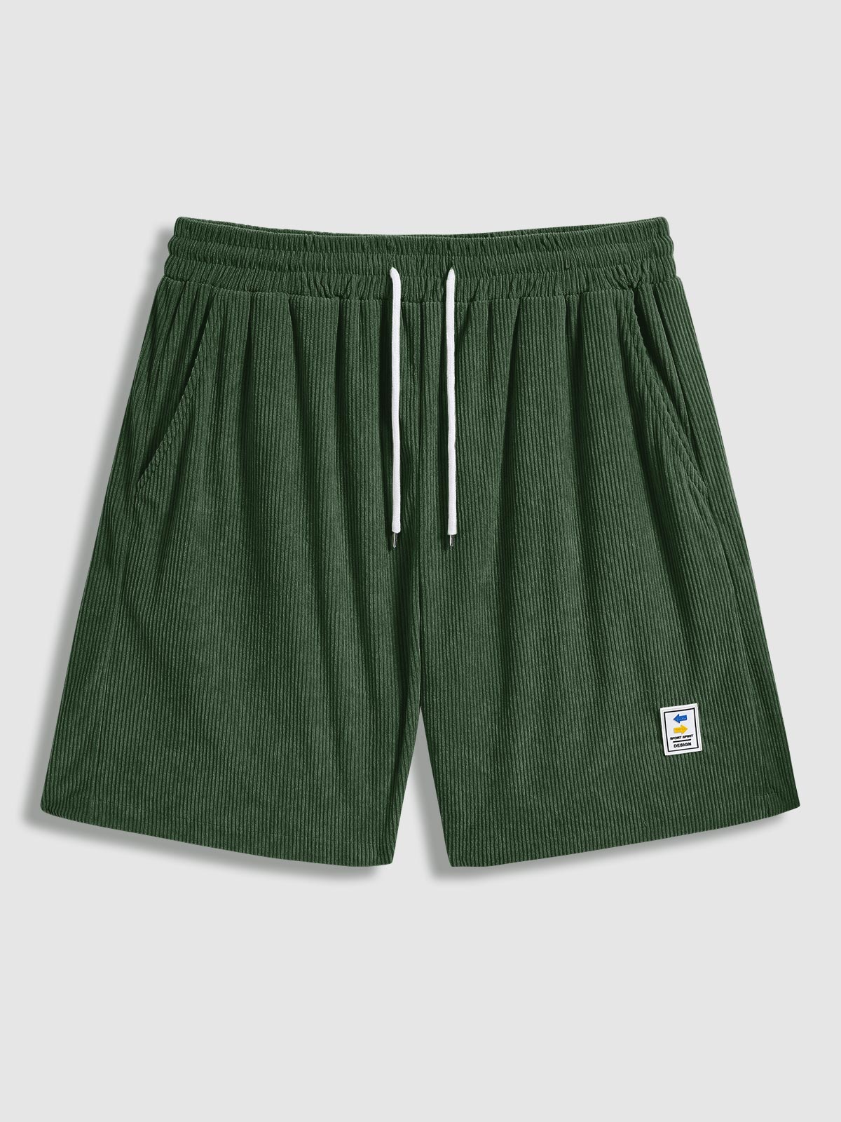 Zalde - Men's solid color cotton_linen shirt casual corduroy shorts set