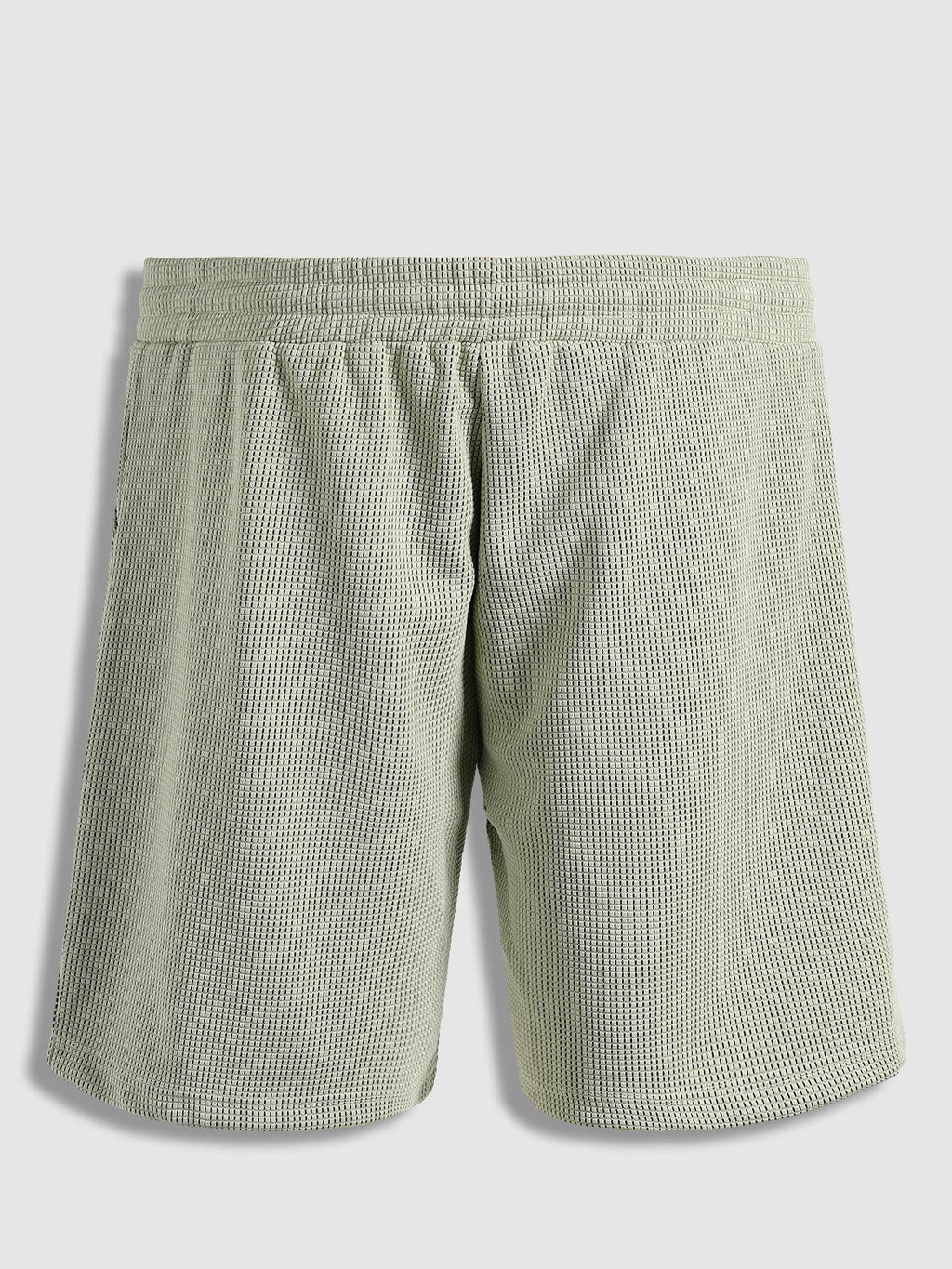 Quail - Men's solid color textured lapel polo casual shorts set