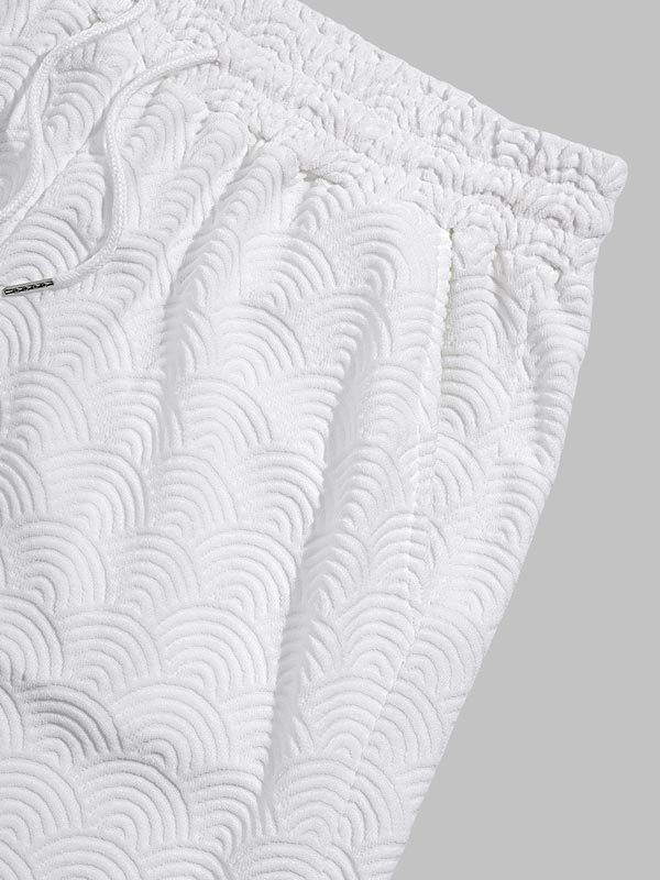 Oliver - Men's solid color wave terry texture shirt casual shorts set