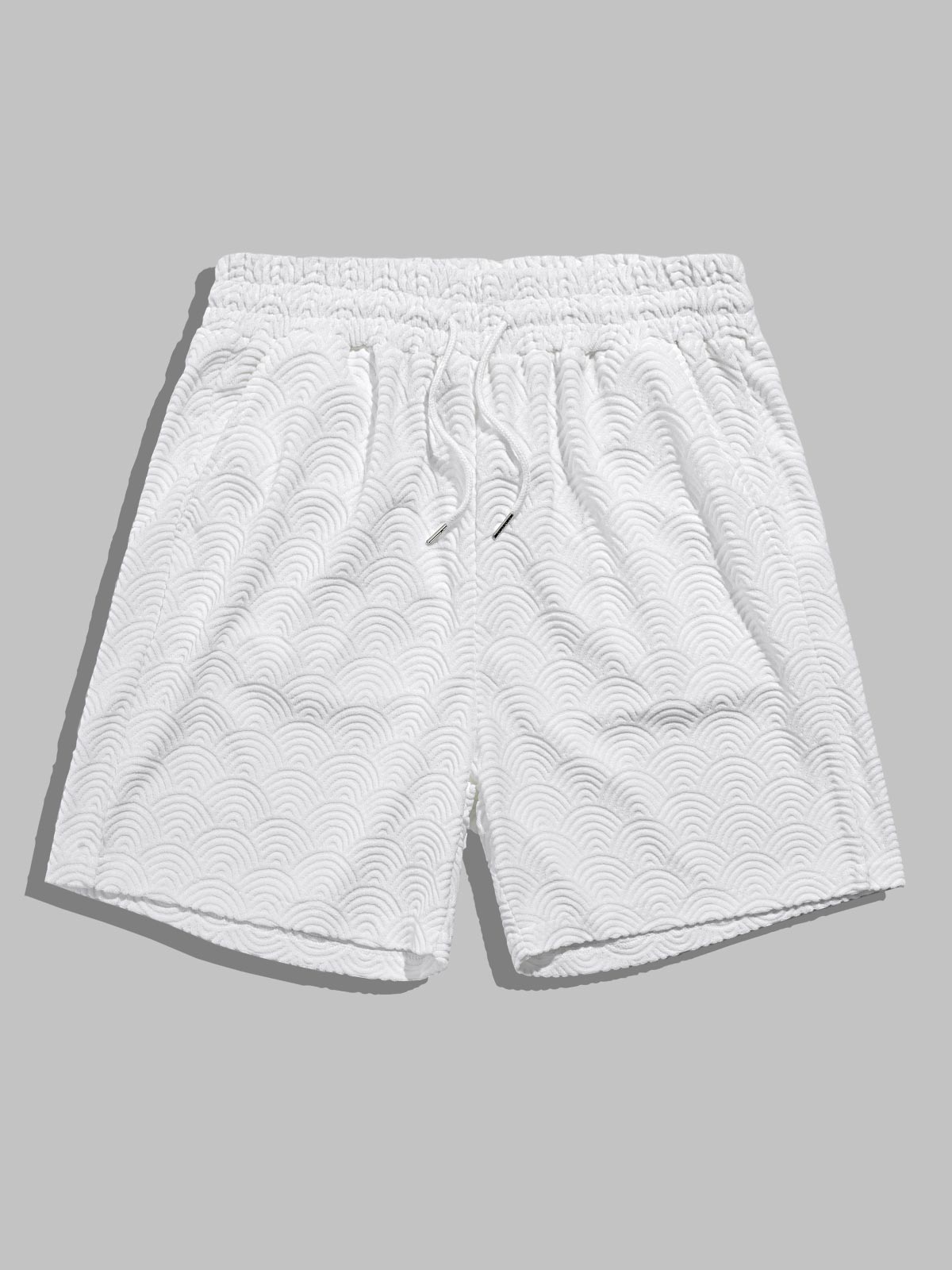 Oliver - Men's solid color wave terry texture shirt casual shorts set
