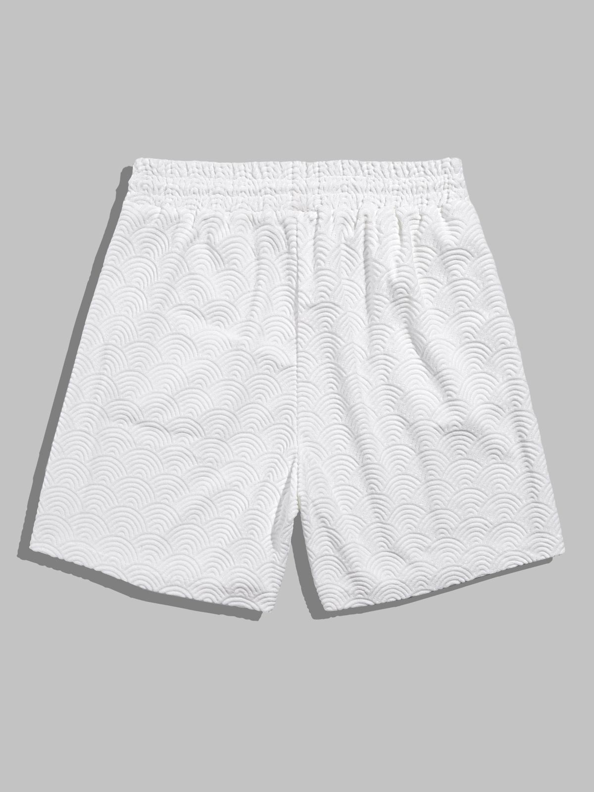 Oliver - Men's solid color wave terry texture shirt casual shorts set