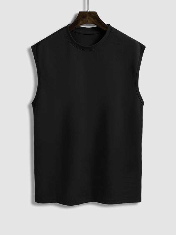 Igan - Men's Solid Suede Sleeveless Crew Neck T-Shirt Shorts Set