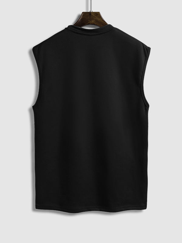 Igan - Men's Solid Suede Sleeveless Crew Neck T-Shirt Shorts Set