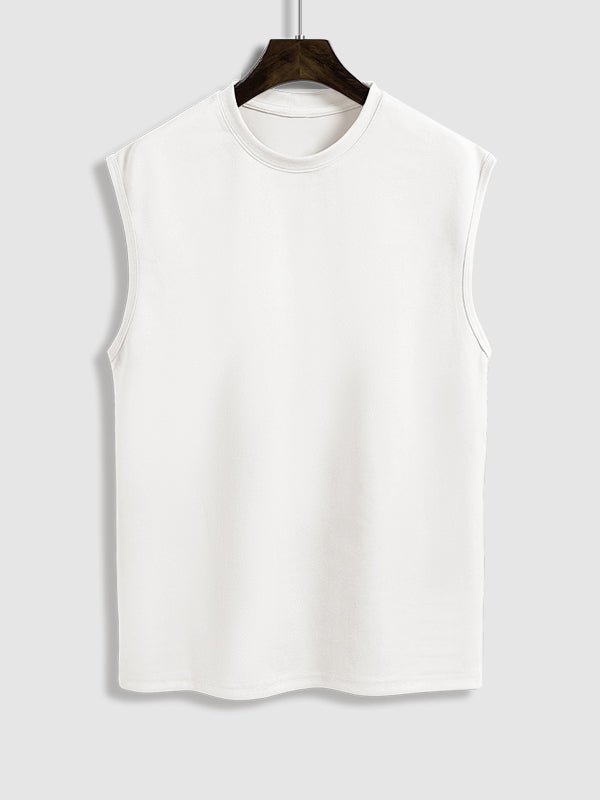 Igan - Men's Solid Suede Sleeveless Crew Neck T-Shirt Shorts Set