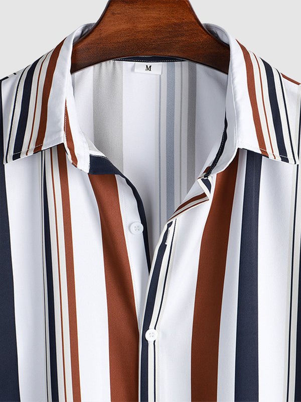 Tom - Men's striped printed casual shirt casual shorts set