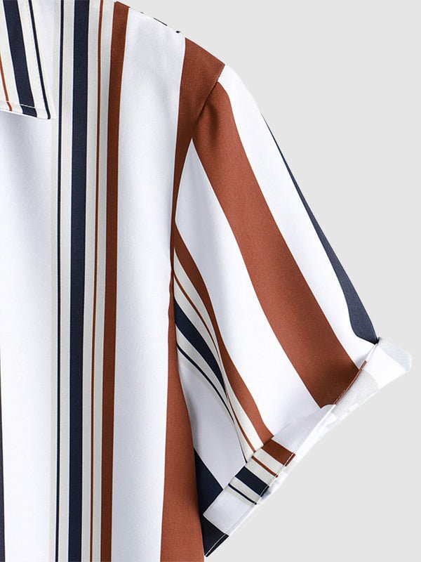 Tom - Men's striped printed casual shirt casual shorts set