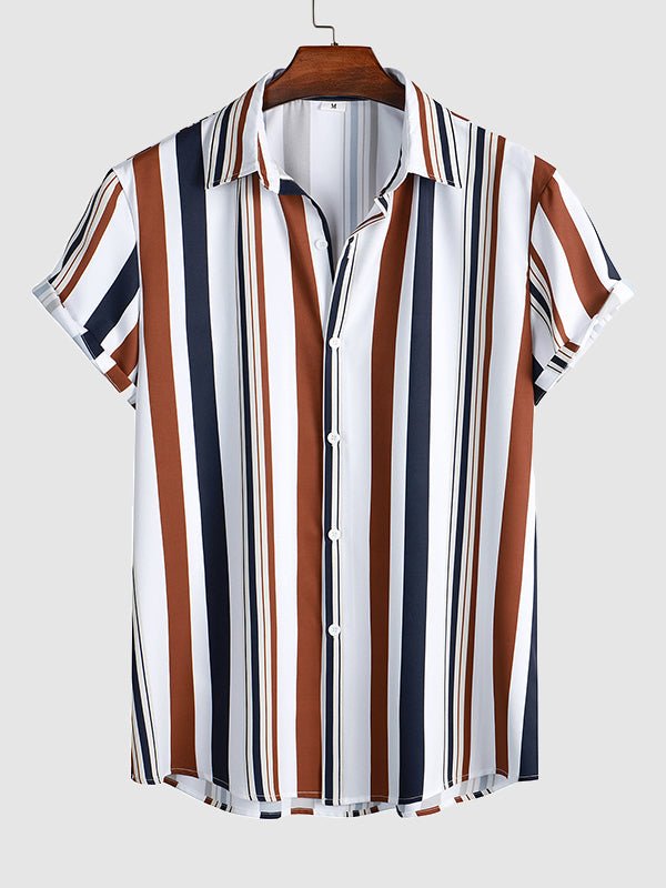 Tom - Men's striped printed casual shirt casual shorts set