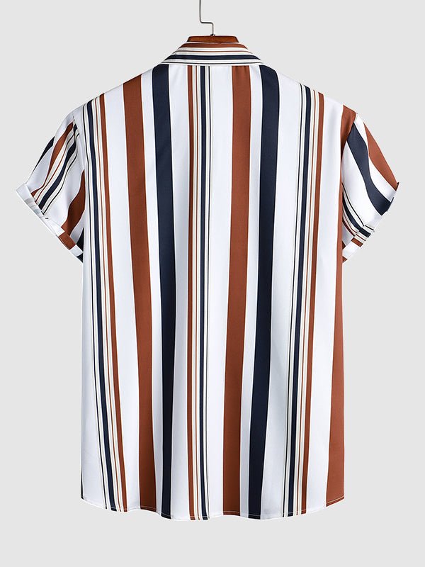 Tom - Men's striped printed casual shirt casual shorts set