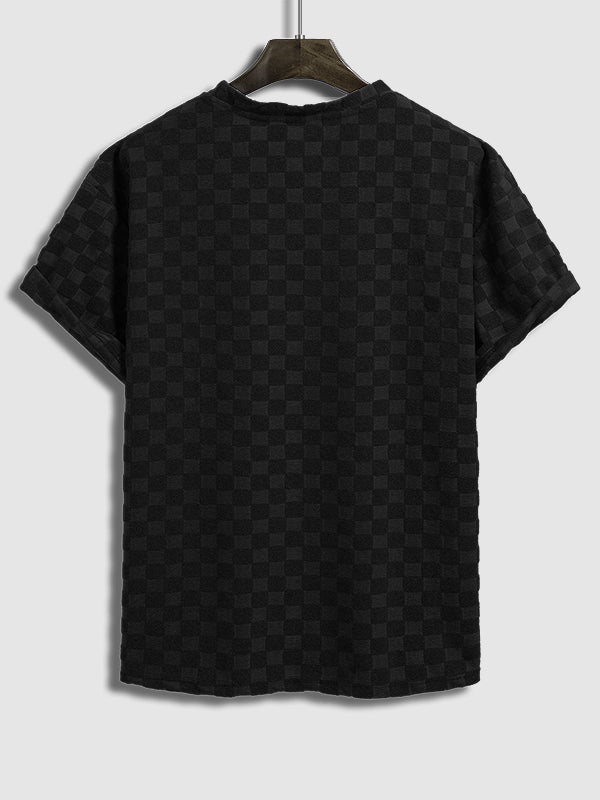 Van - Men's terry cloth plaid crew neck T-shirt shorts set