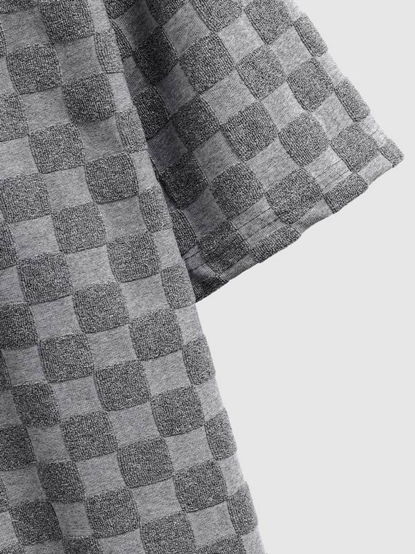 Van - Men's terry cloth plaid crew neck T-shirt shorts set