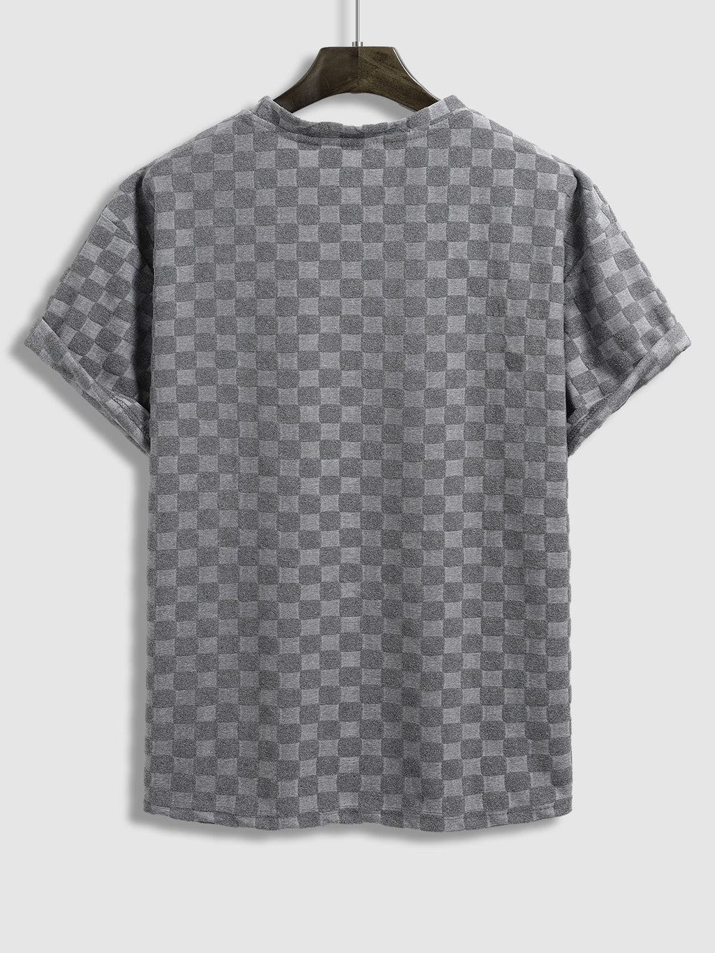 Van - Men's terry cloth plaid crew neck T-shirt shorts set