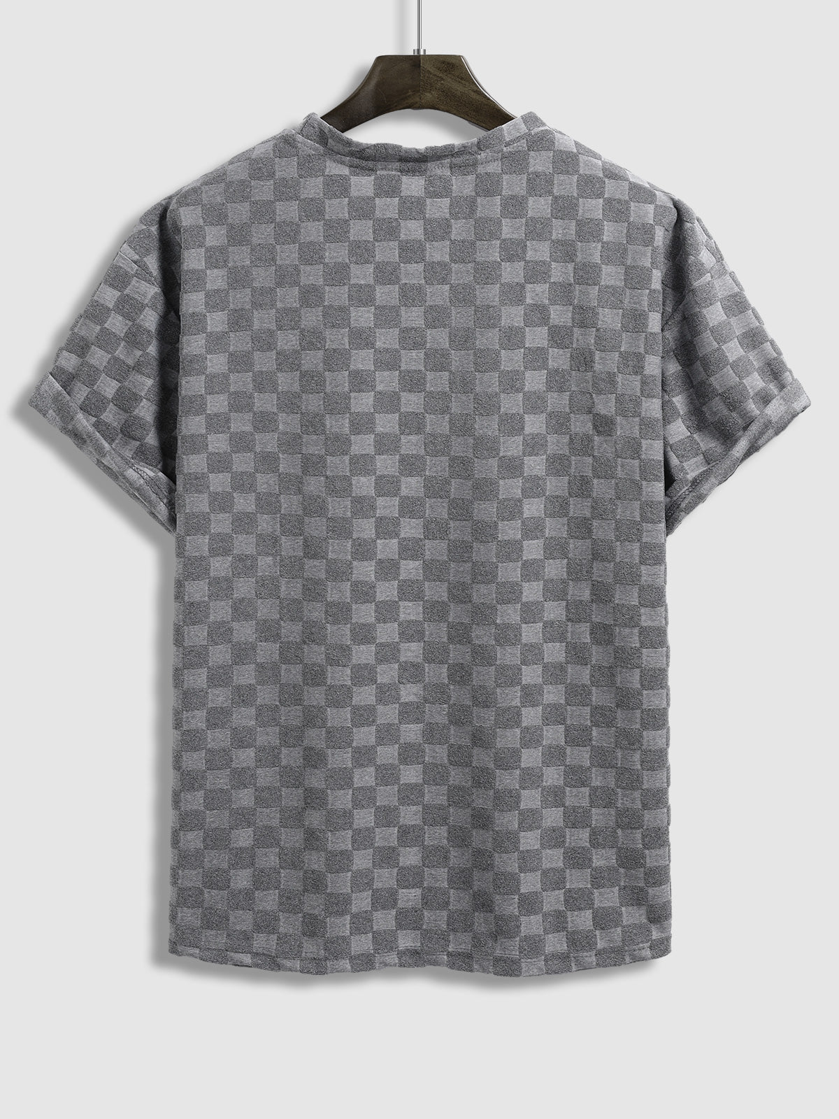 Van - Men's terry cloth plaid crew neck T-shirt shorts set