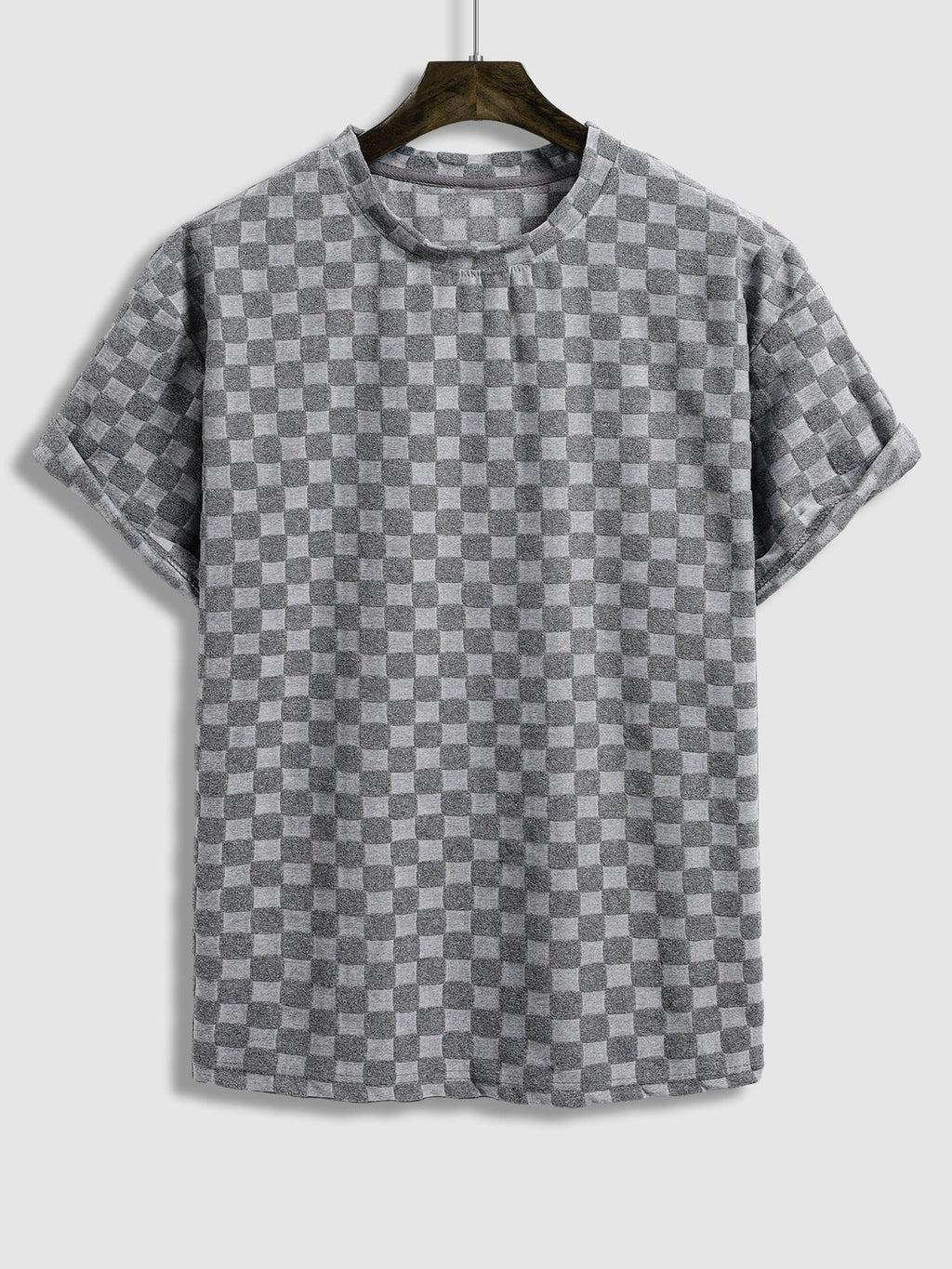 Van - Men's terry cloth plaid crew neck T-shirt shorts set