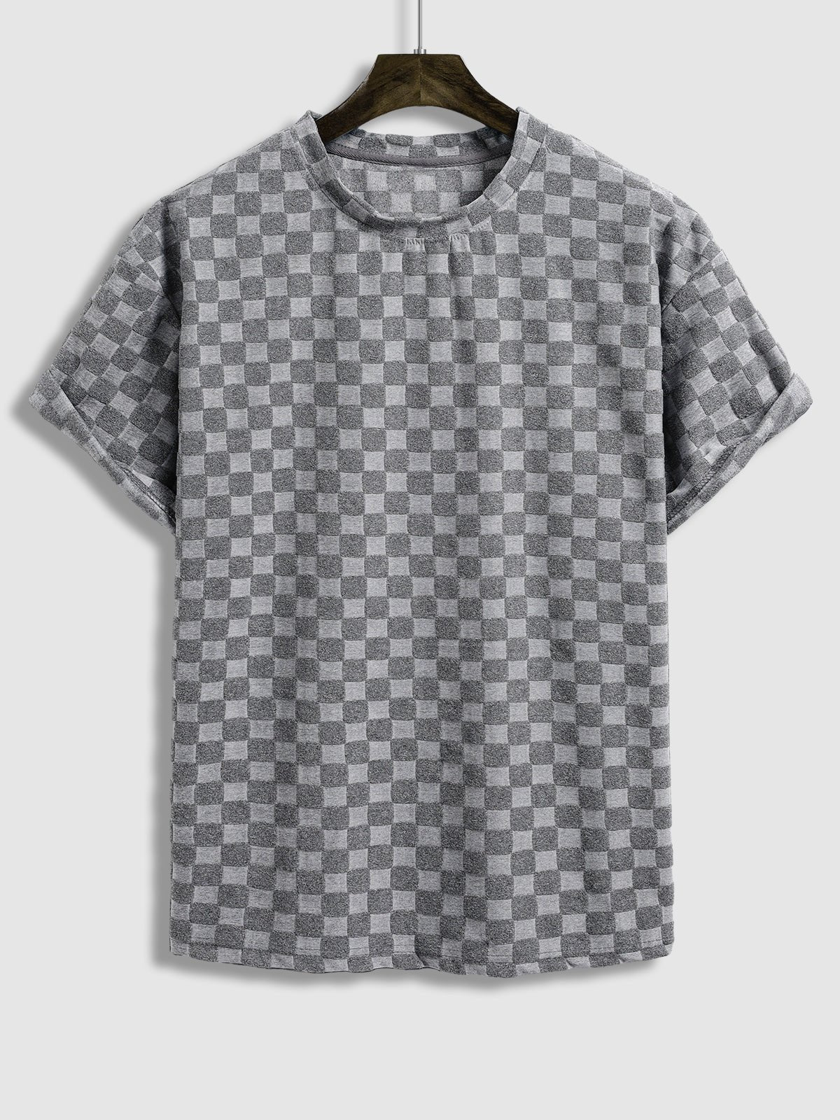 Van - Men's terry cloth plaid crew neck T-shirt shorts set